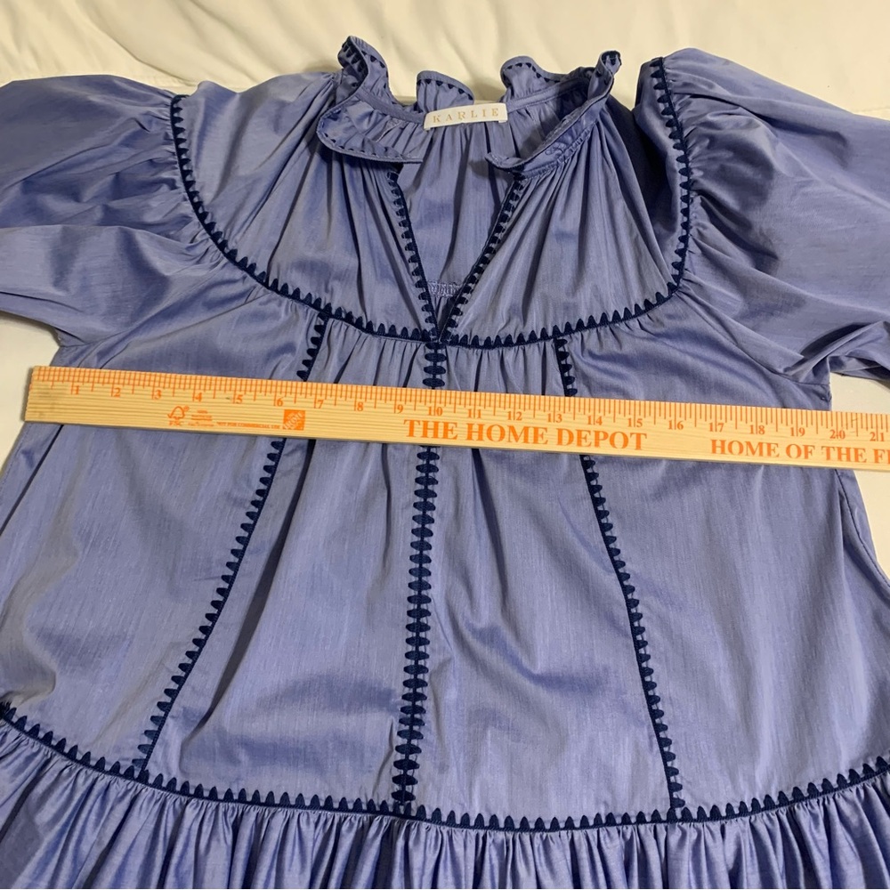 Karlie Light Blue Mini Dress with Navy Trim - Picture 8 of 13
